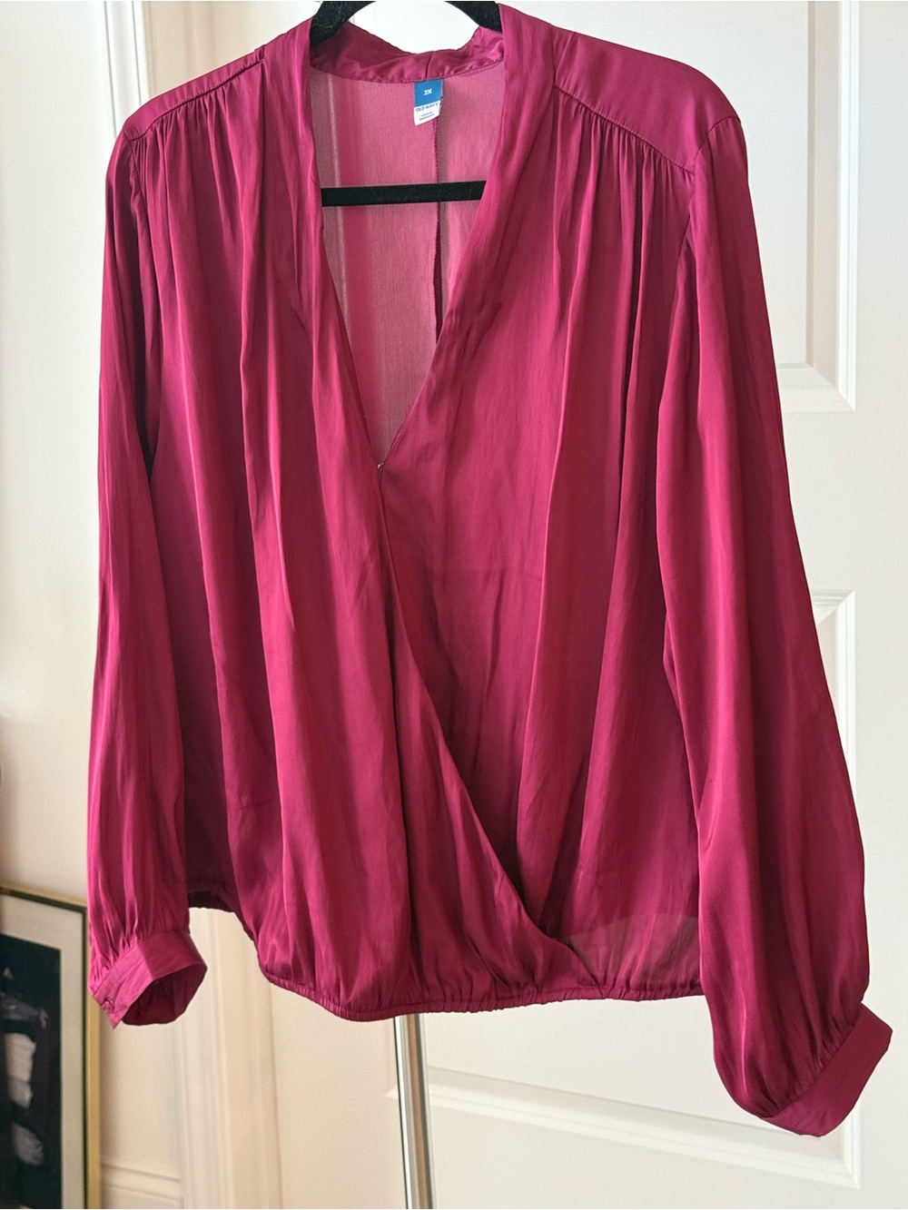 Old Navy Fuchsia Pink Draped V-Neck Blouse